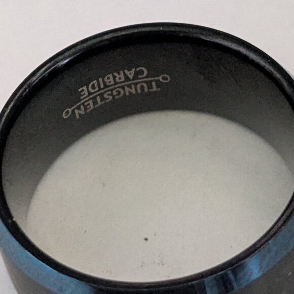 TUNGSTEN CARBIDE Dark Blue Black Wedding Band Ring Size 10.5 - Picture 3 of 5